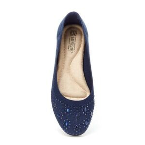 Harborsides Narcisa Navy Crystal Gem Knit Flats Size 8.5 Vegan Memory Foam
